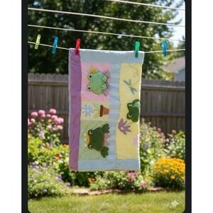 Rare Vintage Kiddy Leap Frog Baby Quilt With Pillow Tags Attached.